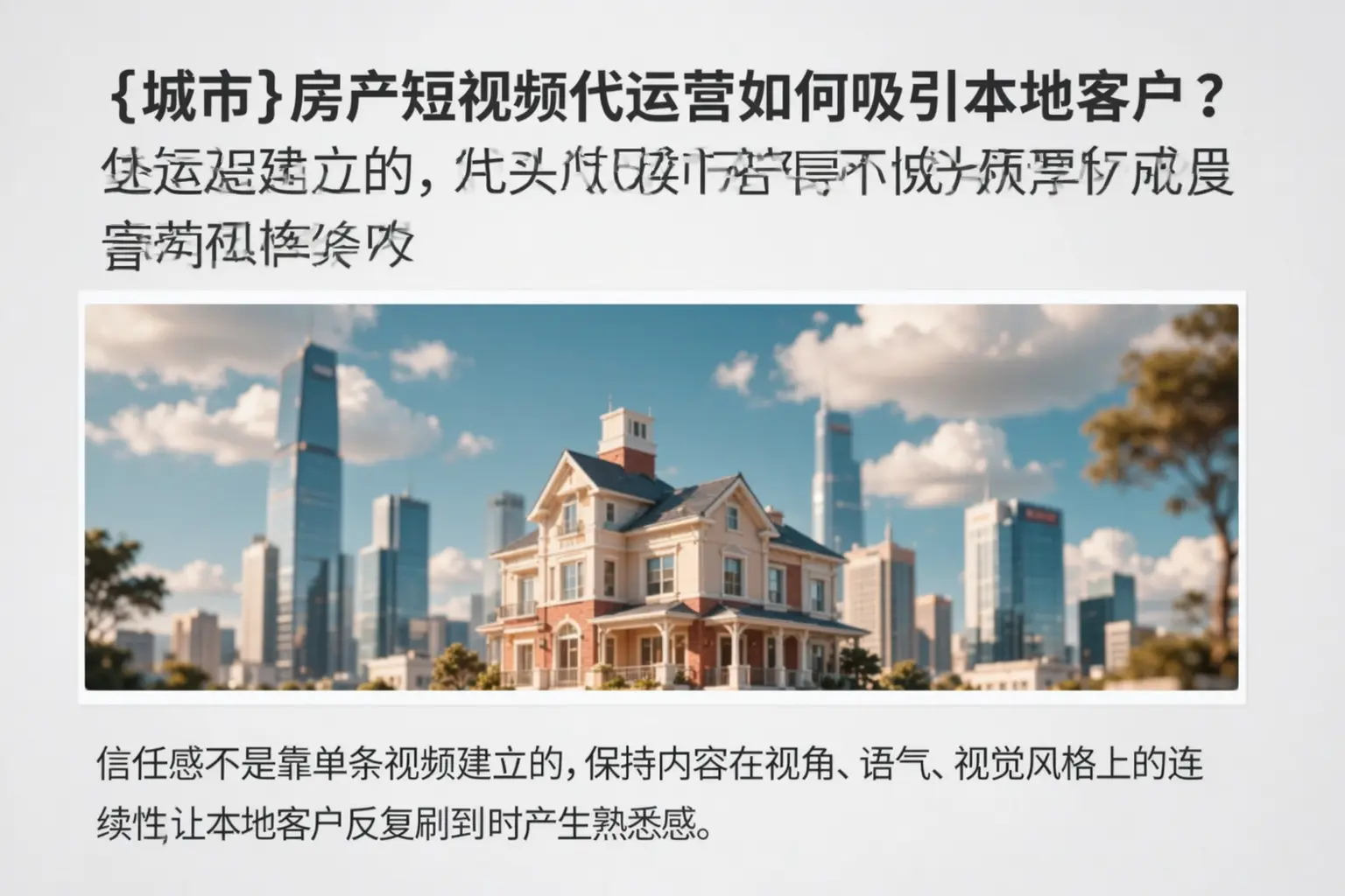 改则房产短视频代运营如何吸引本地客户?
